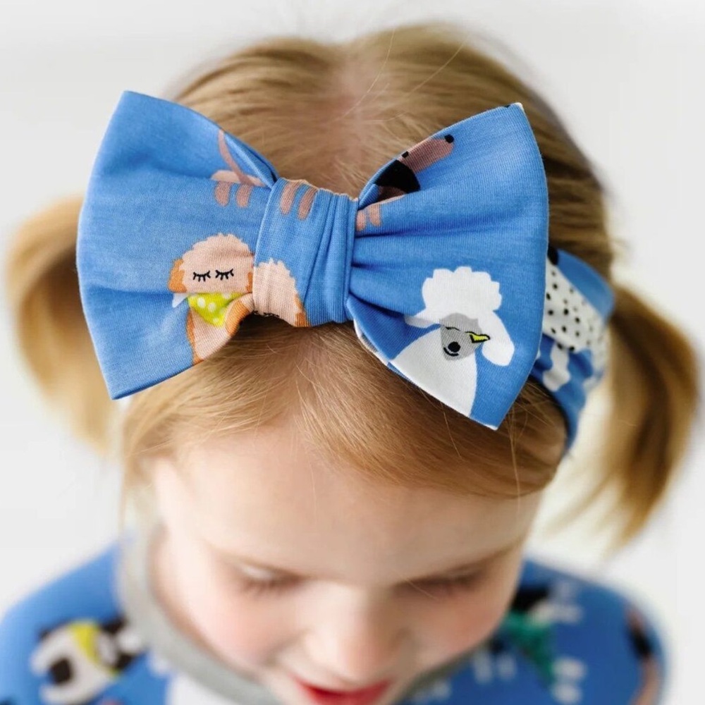 NWT * Little Sleepies Blue Puppy Hair Bows Dapper Dog Luxe Bow Headband